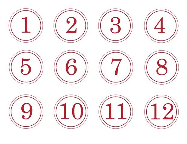 the numbers are arranged in red and white circles on a white background, each with one number