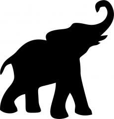 an elephant silhouetted against a white background