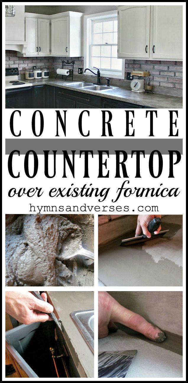 a collage of photos with the words concrete countertop over existing