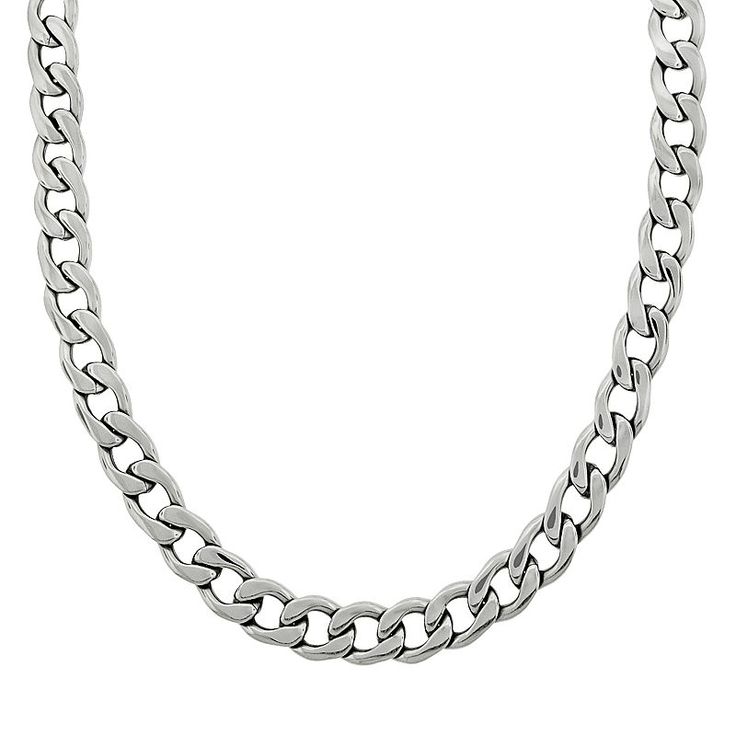 "Chain Details: Type: curb Length: 22 in. Width: 14 mm Weight: 129 grams Clasp: lobster-claw Metal: stainless steel  Size: 22"". Color: Grey. Gender: male. Age Group: adult." Classic Stainless Steel Link Necklace, Stainless Steel Curb Chain Necklace With Oval Links, Stainless Steel Oval Link Curb Chain Necklace, Classic Link Chain Necklace In Stainless Steel, Classic Stainless Steel Link Chain Necklace, Classic Stainless Steel Oval Link Chain Necklace, Classic Stainless Steel Chain Necklace, Classic Cuban Link Stainless Steel Necklace, Stainless Steel Curb Chain Round Necklace