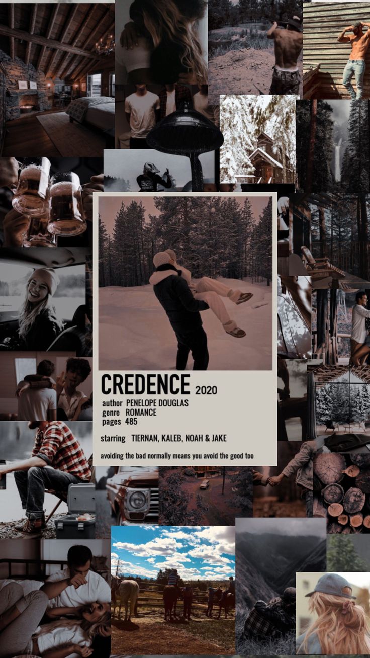 a collage of photos with the words credence written in black and white