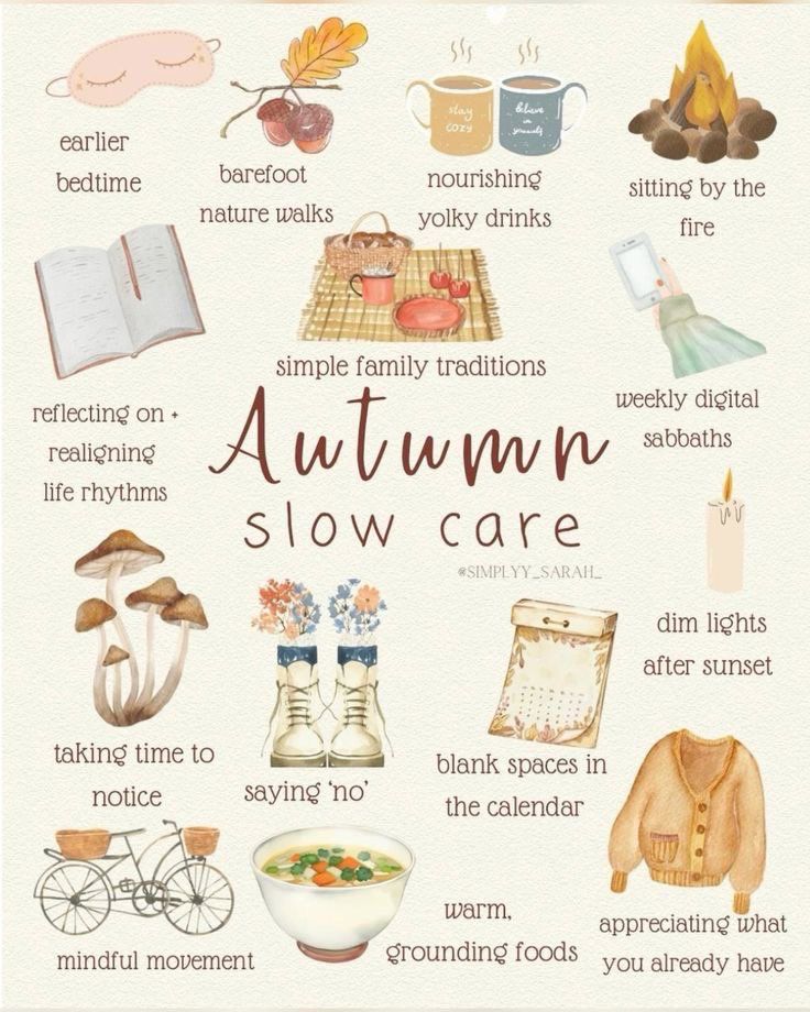 an autumn poster with words and pictures about the different things that are in this picture