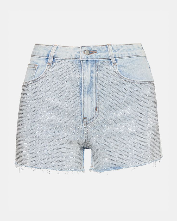 Upgrade your wardrobe with the GLENDALE denim shorts. Crafted with a stylish cutoff design and embellished with rhinestones, these shorts will elevate any casual look. Embellished denim shorts Two side pockets and two back pockets Inseam: 2.5" Length: 12.5" 68% cotton 30% polyester 2% spandex Hand wash Emma is 5ft 10in and is wearing a size small Imported Rhinestone Jean Shorts For Summer, Summer Denim Shorts With Rhinestones, Denim Shorts With Rhinestones For Summer, Rhinestone Jean Shorts For Spring, Spring Rhinestone Jean Shorts, Summer Cutoff Jean Shorts With Rhinestones, Cutoff Jean Shorts With Rhinestones For Summer, Denim Shorts With Rhinestones, Glamorous High-waisted Summer Shorts