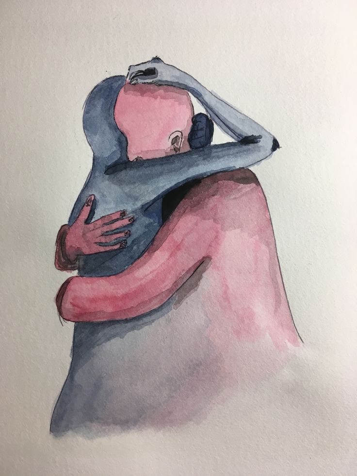 a drawing of a person hugging another person