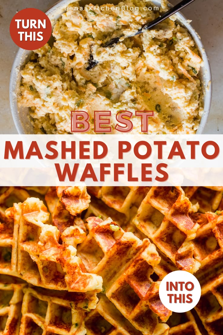 the best mashed potato waffles with text overlay