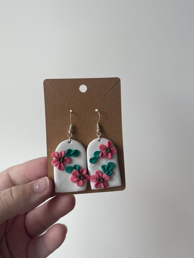 pink flower clay earrings 🌸 Handmade Pink Flower Earrings, Pink Flower Charm Earrings, Cute Pink Flower Shaped Earrings, Cute Pink Flower Earrings, Cute Pink Flower Earrings With Handmade Flowers, Cute Pink Handmade Flower Earrings, Pink 3d Flower Polymer Clay Earrings, Pink Polymer Clay Earrings With 3d Flowers, Pink 3d Flower Earrings