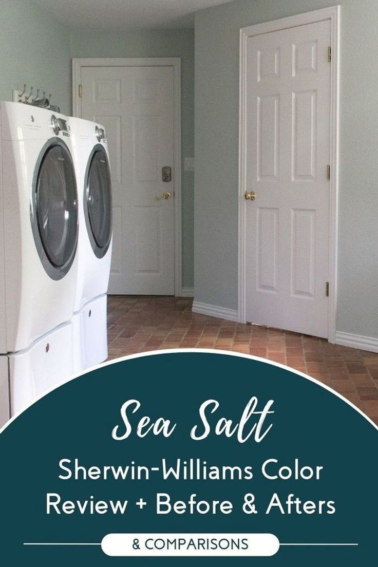 a washer and dryer sitting in a room with the words sea salt written on it