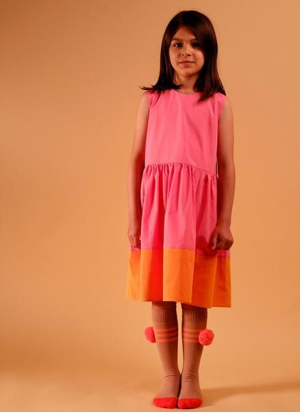 Wolf and Rita Sofia Dress in Pink Cute Cotton Sleeveless Dress For The Beach, Playful Orange Sleeveless Dress, Cute Cotton Sleeveless Beach Dress, Pink Cotton Spring Dresses, Playful Knee-length Spring Dress, Cute Cotton Sleeveless Mini Dress, Cute Sleeveless Cotton Mini Dress, Orange Sleeveless Cotton Mini Dress, Sleeveless Orange Cotton Mini Dress