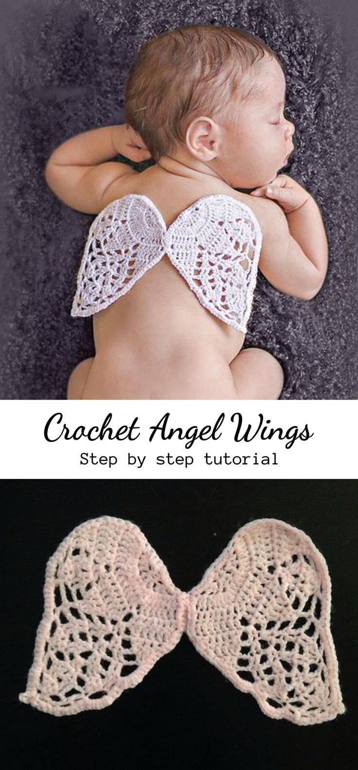 crochet angel wings are the perfect way to decorate your baby's head