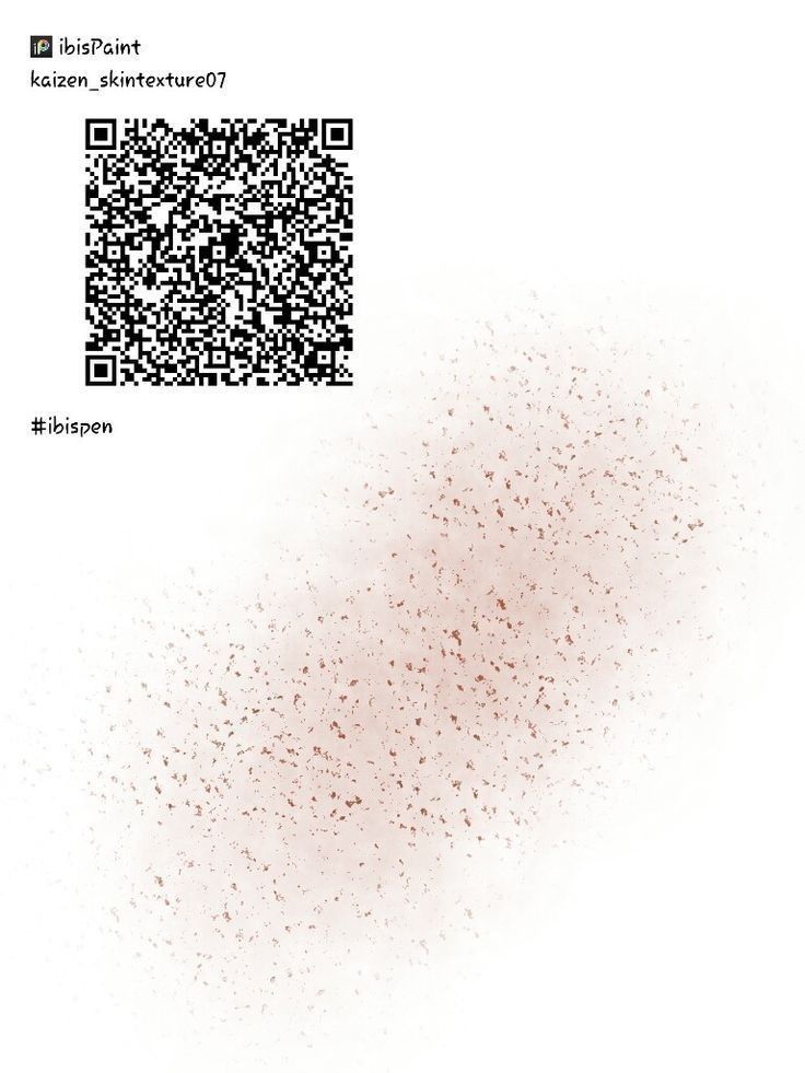 a close up of a white background with a qr code in the center and small red dots at the bottom