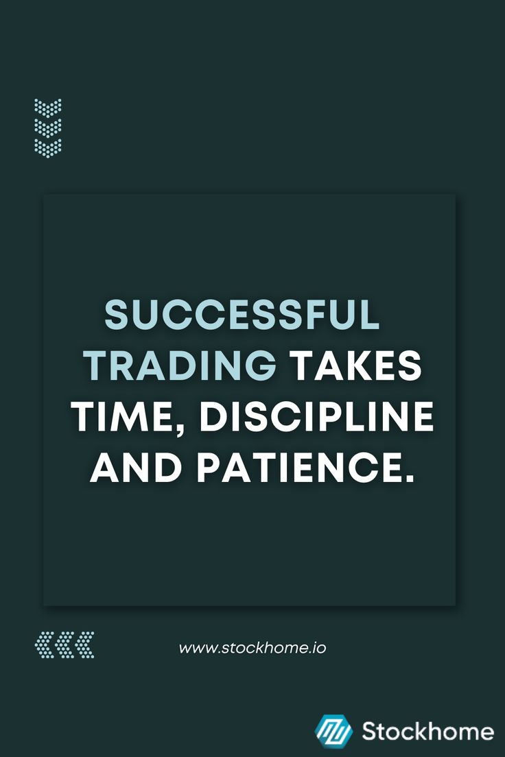 the words successful trading takes time, discipline and patience are in white letters on a black background