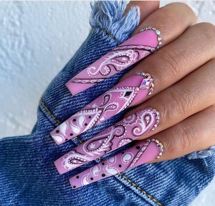 Oldies Nails, Bandana Nails, Drip Nails, Edgy Nails, Nice Nails, Cute Acrylic Nail Designs, Dope Nail Designs, Crazy Nails, Bling Acrylic Nails