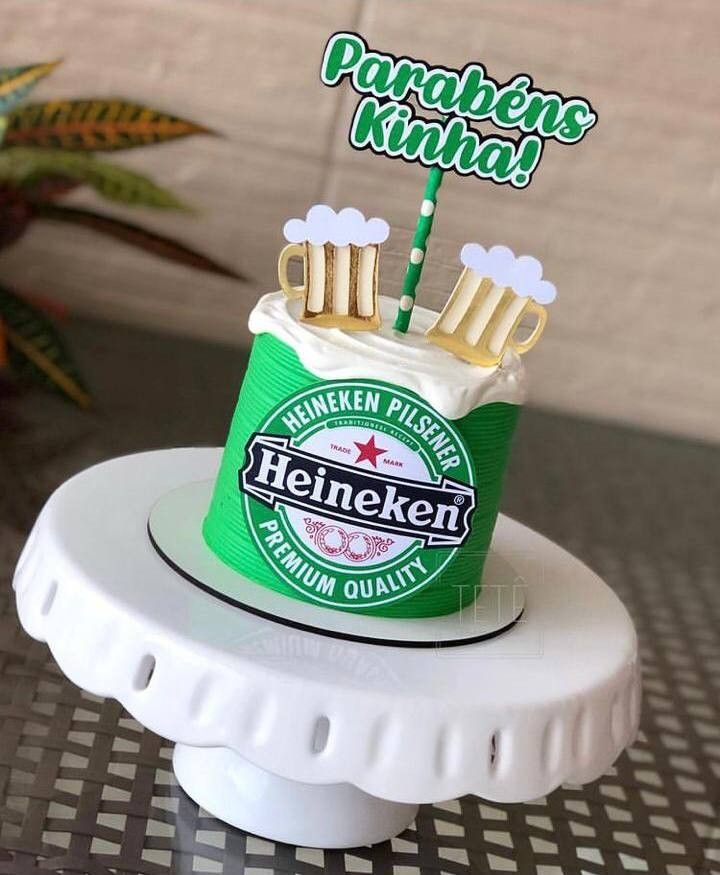 there is a cake with beer on it