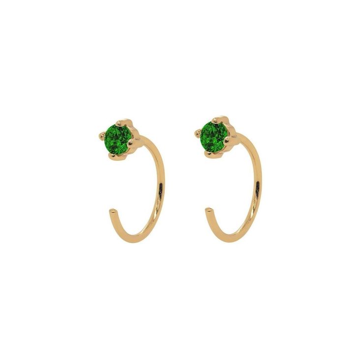 Reversible open stunning cubic zirconia hugging hoop earrings. Fuss-free earrings to put on, hook and go! Material 925 Sterling Silver. Nickel free. Suitable for sensitive skin. Quantity & Measurement A pair of green cz hoop earrings Inner diameter: 7mm Outer diameter: 9mm Bezel size: 4mm Silver: 925 Sterling Silver. Gold: 18 Karat Gold over brass * Earrings for layering purposes only. *Big size in the lower lobe piercing. The thickness of the lobe will also affect fit. Depending on the way you' Green Piercing, Earrings Emerald, Wrap Earrings, Thread Earrings, Tiny Earrings, Free Earrings, Emerald Earrings, Pearl Charms, Brass Earrings