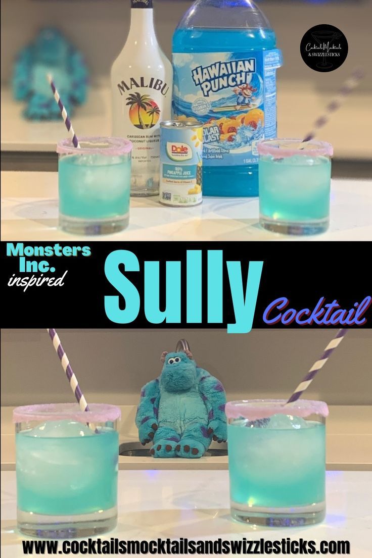 This image shows two teal color drinks with purple rims and a purple striped straw. Disney Mixed Drinks, Disney Themed Drinks, Disney Alcoholic Drinks, Fall Party Drinks, Disney Movie Night Food, Disney Cocktails, Disney Movie Night Dinner, Movie Night Dinner, Movie Night Theme