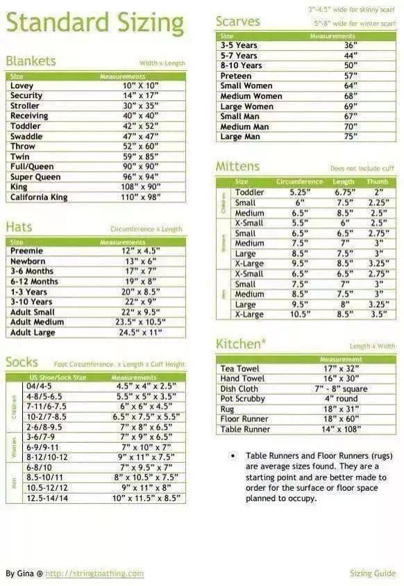 the standard size table is shown with numbers and measurements for each item in this chart