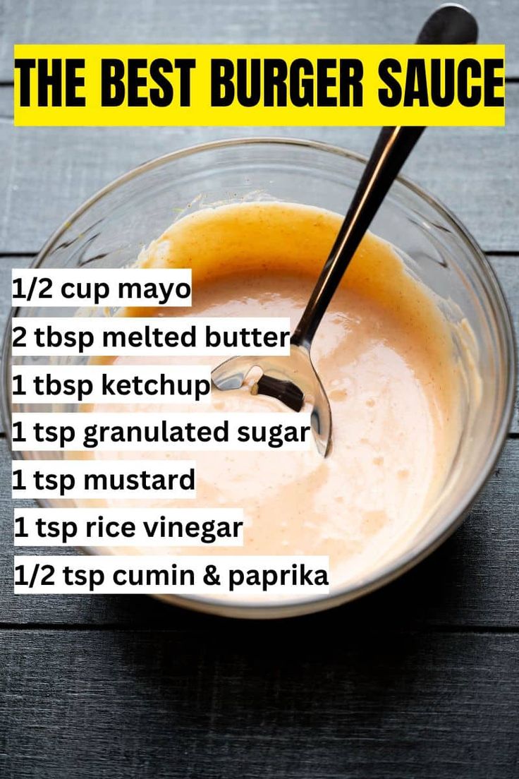 the best burger sauce recipe in a glass bowl on a wooden table with text overlay