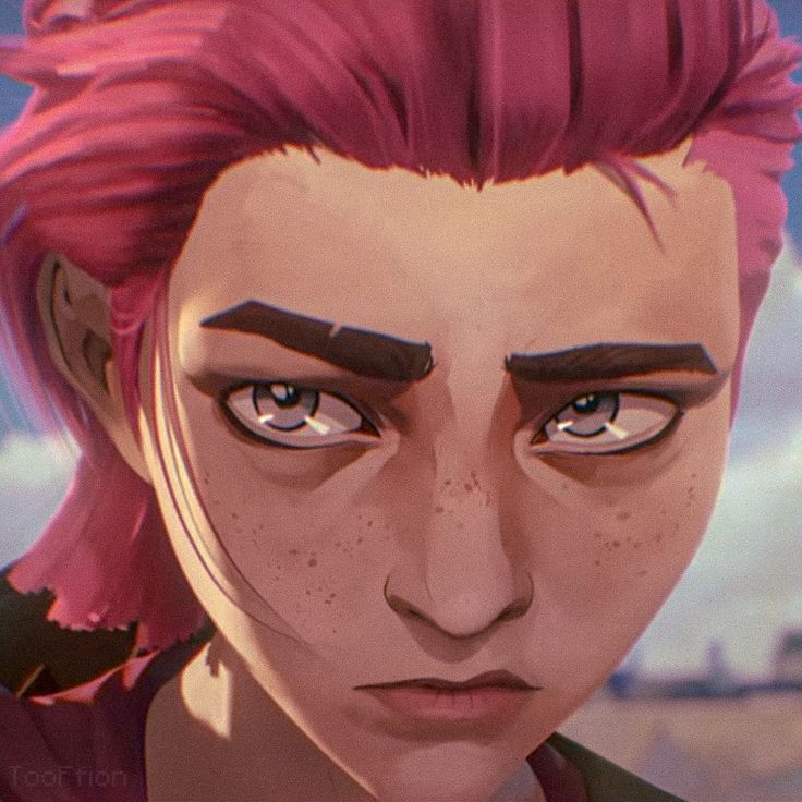 a close up of a person with pink hair and black eyeliners looking at the camera