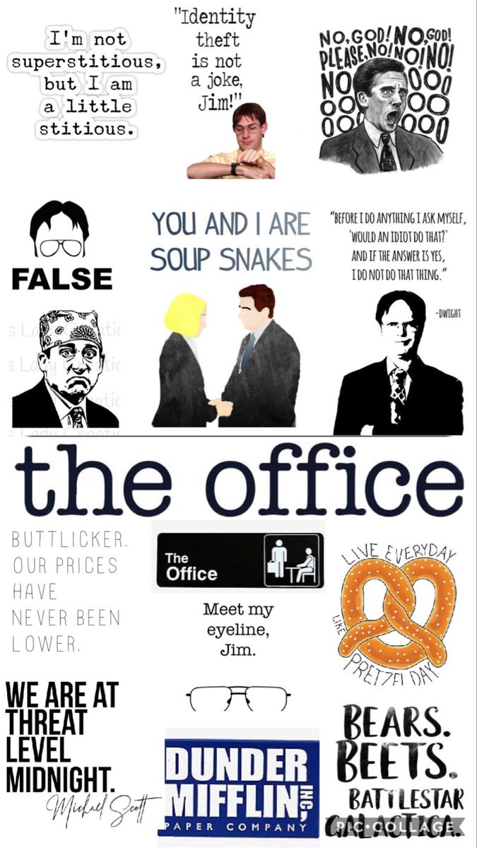 an advertisement for the office with many different types of words and phrases, including two men in