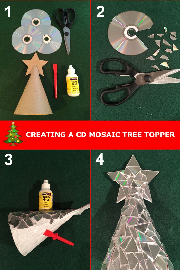 the steps to make a mosaic tree topper