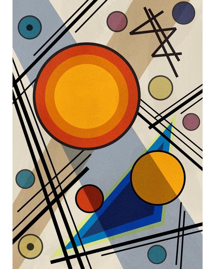 an abstract painting with circles and lines