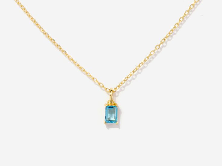 Baguette Blue Topaz December Birthstone Necklace | Little Sky Stone Light Blue Gemstone, 14k Gold Plated Jewelry, December Birthstone Necklace, Blue Topaz Necklace, Topaz Necklace, Blue Topaz Stone, Topaz Stone, December Birthstone, Cute Necklace