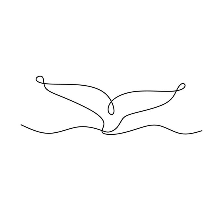 a single line drawing of a bird flying in the air with it's wings spread out