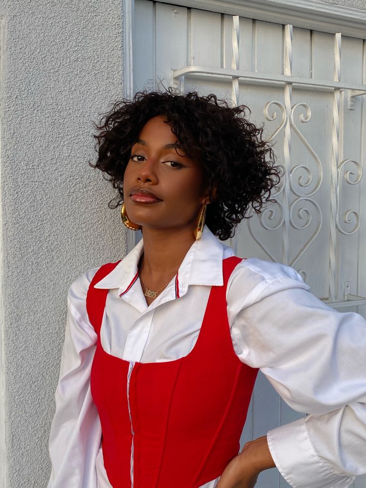 Red corset. Birthday outfit. Outfit inspo. Idalis rideout. Style. Style inspo. Black girl. Black women. Brown skin women. Womens fashion. Fashionable. Corset Outfit Black Women Classy, Red Corset Outfit Casual, Red Corset Aesthetic, Crimson Red Outfits, Red Corset Outfit Ideas, Corset Work Outfit, Red Birthday Outfit Black Women, Corset Birthday Outfit, Casual Corset Outfit