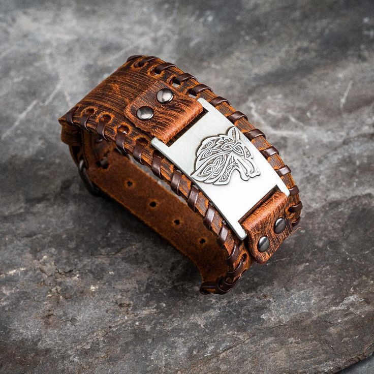 Leather Buckle Arm Cuff With Fenrir Design-Viking Bracelet-Norse Spirit Fenrir Design, Viking Arm Rings, Viking Woman, Viking Bracelet, Pagan Jewelry, Viking Style, Wrist Wrap, Arm Cuff, Viking Jewelry