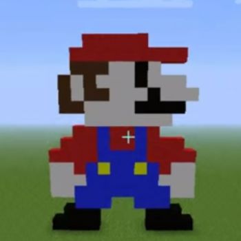 an image of a pixel art video game character standing in the middle of a field