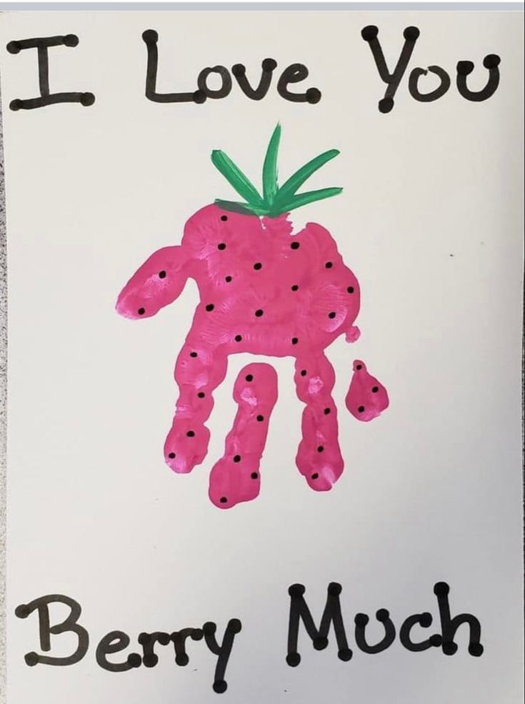 i love you berry much handprinted card