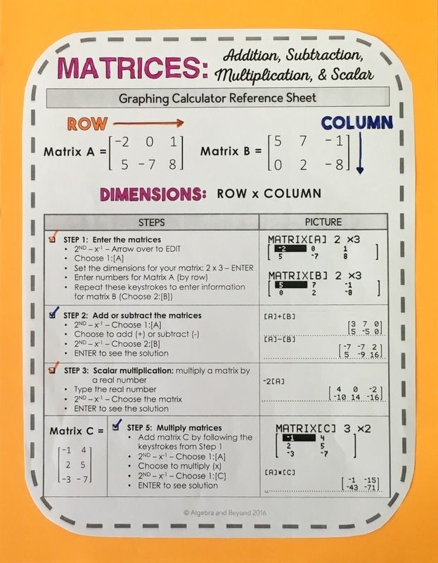 an instruction sheet for addition and subtraction