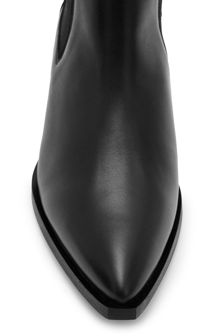 A pointy toe plays up the modern attitude of a block-heel Chelsea boot that's ready to elevate any look. 1 3/4" heel, 6" shaft (size 11) 11 1/2" circumference (size 11) Leather or genuine calf-hair and textile upper/leather lining/synthetic sole Made in Portugal Calf Leather Heeled Boots With 4-inch Pointed Toe, Classic Pointed Toe Boots With 4-inch Heel, Pointed Toe Boots With Stacked Heel In Medium Width, Office Boots With Stacked Pointed Heel, Calf Leather Boots With 4-inch Heel And Pointed Toe, Chic Pointed Toe Chelsea Boots With Reinforced Heel, Workwear Heeled Boots With Pointed Toe, Business Low Heel Boots With Stacked Heel, Pointed Toe Heeled Boots With 4-inch Heel For Work