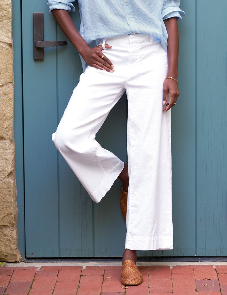 WEXFORD White, Italian Performance Linen Frank And Eileen, Wide Leg Linen Trousers, White Italian, Linen Pant, Frank & Eileen, Linen Trousers, New Tops, Linen Pants, White Linen