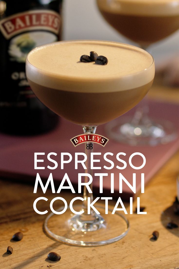 the espresso martini cocktail is garnished with black olives