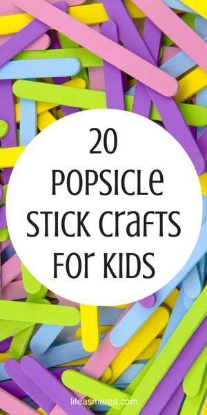 colorful popsicle stick crafts for kids with text overlay that reads, 20 popsicle stick crafts for kids