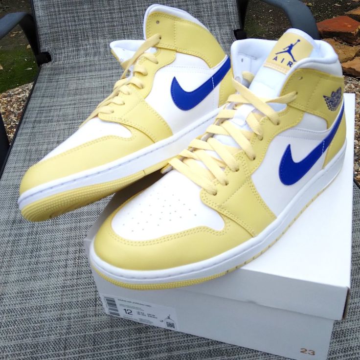 Air Jordan 1 Mid 'Lemon Wash' Classic Stylish Aj1's Fresh Colorway! Women's Sz.12 - Fits Men's Sz. 10.5 Lemon Wash/Lapis-White _comes In Og Box Reasonable Offers Welcome Questions? Leave A Comment Below! Casual Yellow Jordan Shoes For Streetwear, Yellow Mid-top Jordan Shoes For Streetwear, Yellow High-top Sneakers With Gum Sole, Casual Yellow Jordan Shoes, Casual Yellow Custom Sneakers With Gum Sole, Casual Custom Sneakers In Neon Yellow With Boost Midsole, Yellow High-top Custom Sneakers With Gum Sole, Yellow Custom Low-top Sneakers With Air Max Cushioning, Yellow Custom Sneakers With Air Max Cushioning