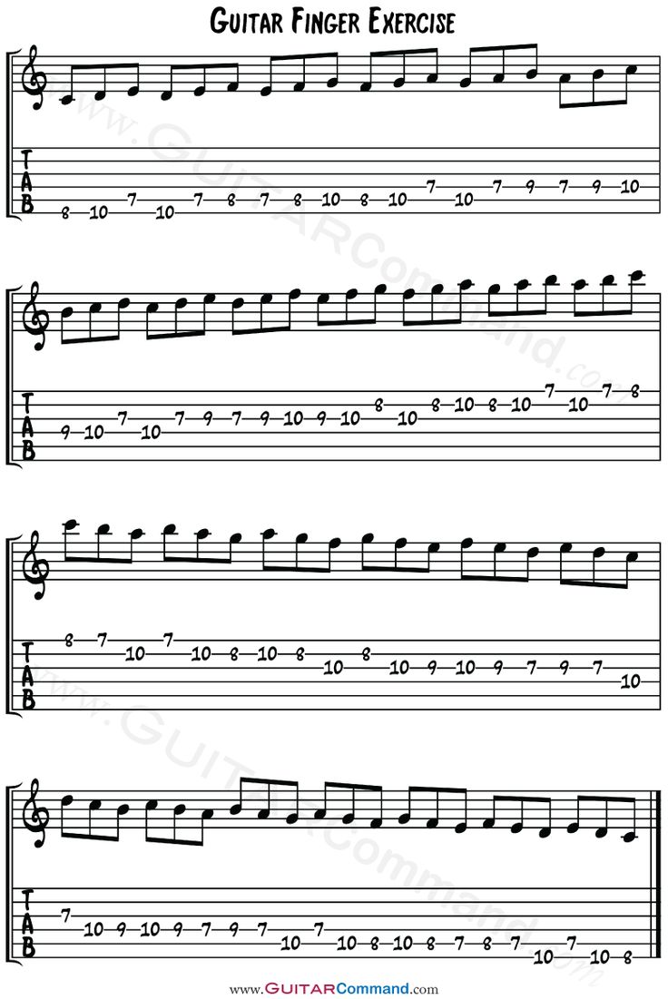 sheet music for guitar with the words guitar finger exercise