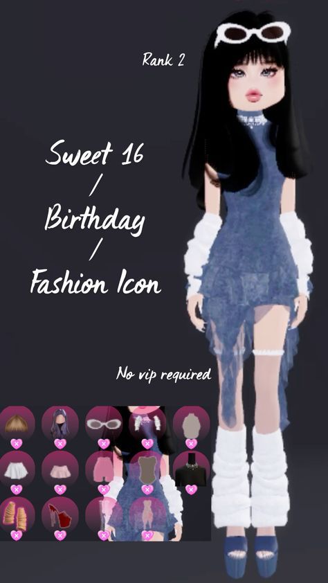 Dti Outfit Ideas Theme Birthday, Sweet 16 Inspo Dti, Dress To Impress Sweet 16 Theme, Dti Theme Sweet 16, Birthday Dti Outfit Ideas, Decor Dti Outfit, Sweet 16 Dti Outfit, Dti Theme Birthday, Sweet 16 Outfits Dress To Impress