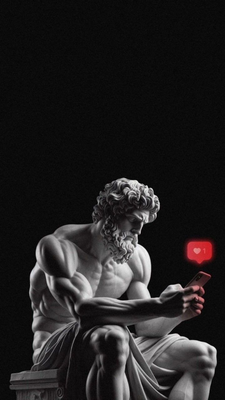 the statue is holding a red light in his hand