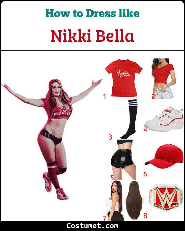 Nikki Bella's Costume for Cosplay & Halloween 2022 Wwe Halloween Costumes Women, Wwe Costumes Women, Wwe Halloween Costumes, Nikki Bella Costume, Wwe Costumes, Red Cropped Top, Twin Costumes, Wwe Outfits, Nikki And Brie Bella