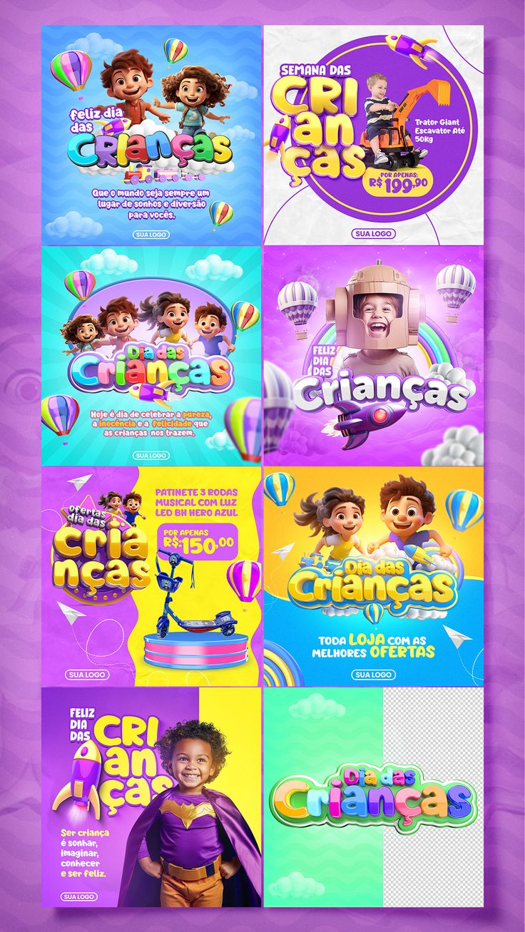 the children's movie poster is shown in purple and yellow, with different characters on it