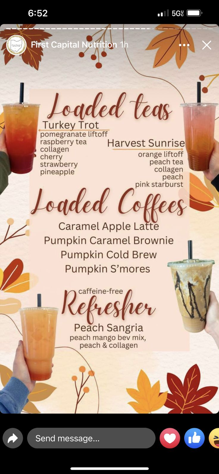 the menu for an iced coffee shop is shown in this screenshote screen shot