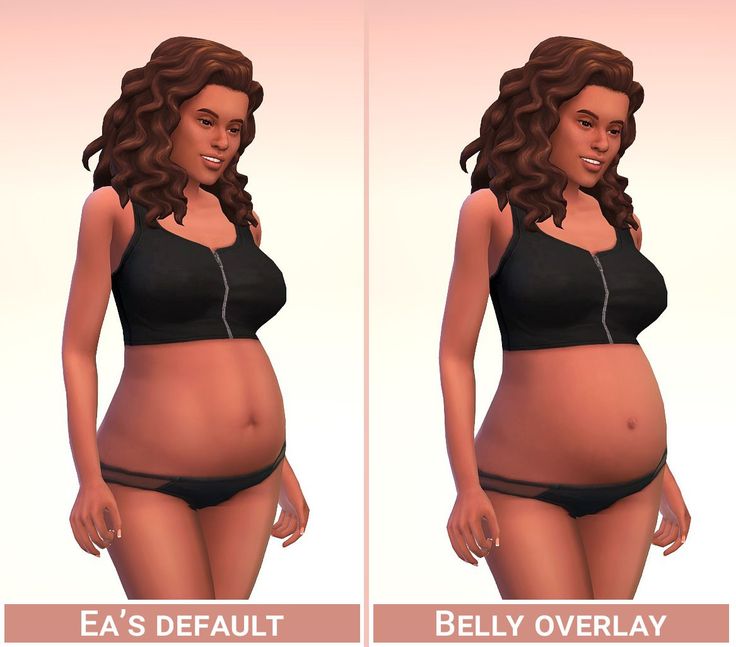 two images of a pregnant woman with ear buds in her ears and wearing a bra