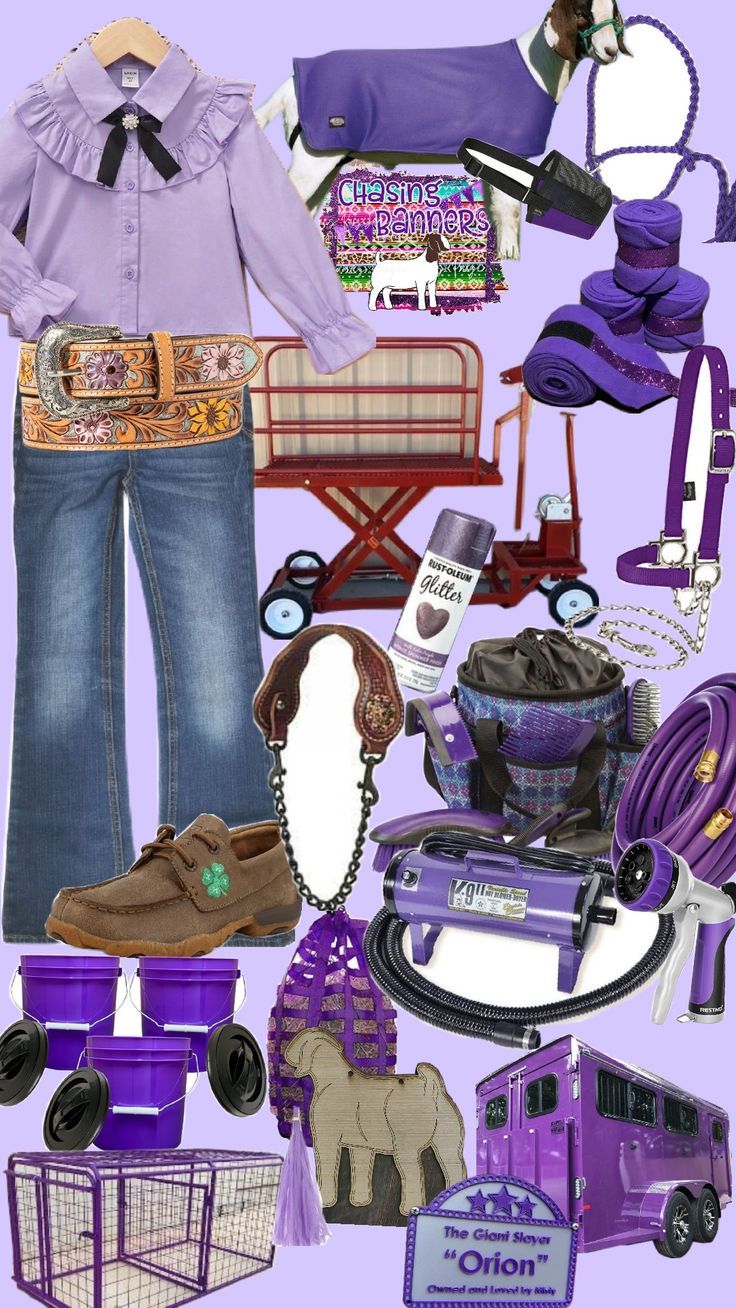 a collage of purple items including shoes, clothing and accessories