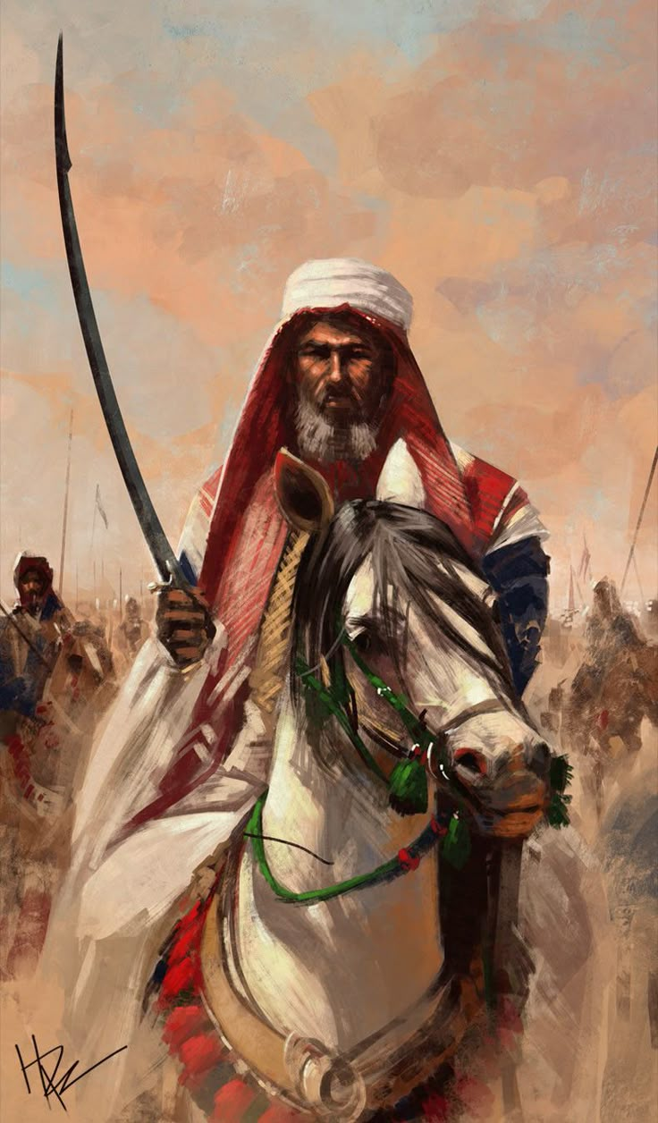 Arabian Warrior, Hassan Ali, Arab Art, Arabian Knights, Old Warrior, Warrior Concept Art, Historical Warriors, Arabian Art, Art Islamic