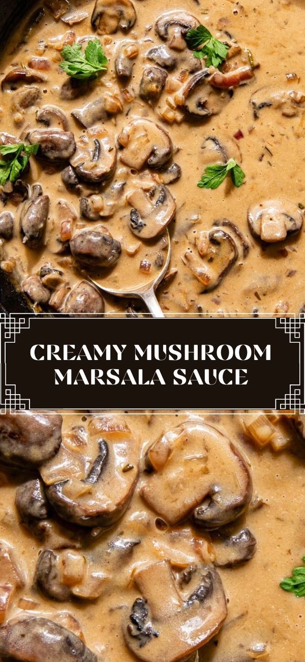 creamy mushroom masala sauce in a skillet