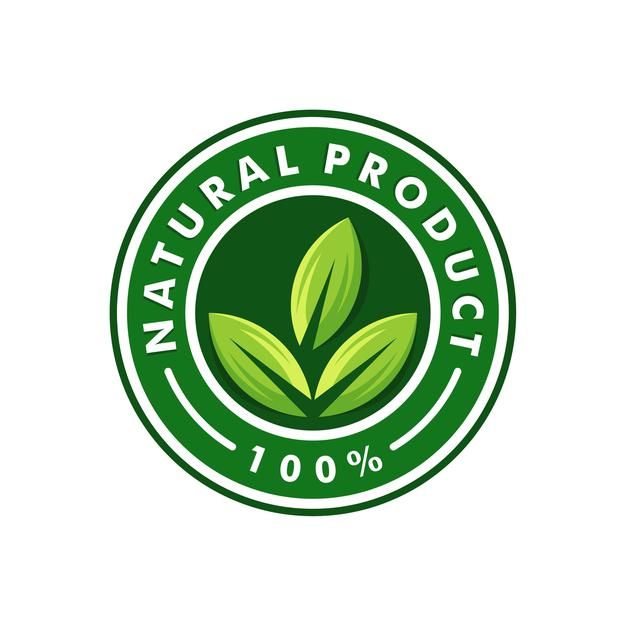 the natural product logo is shown in green and has leaves on it's side