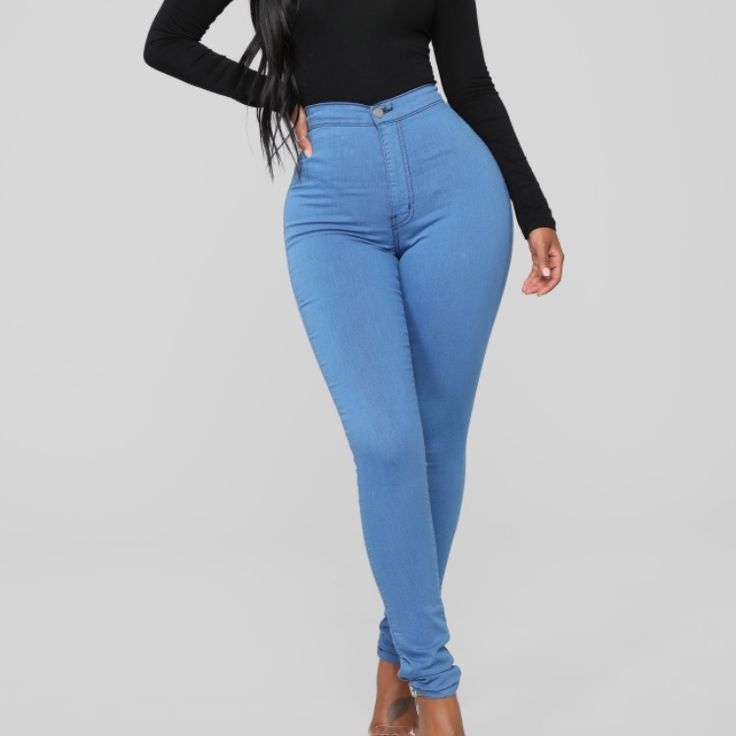 Fashion Nova High Waisted Jeggings. Never Worn Still In Package. Size 3 Trendy Blue Solid Color Bottoms, Fashion Nova Jeans, Women Pants, Periwinkle Blue, 50 Fashion, High Waisted Denim, Colored Jeans, Fashion Pants, Trousers Women