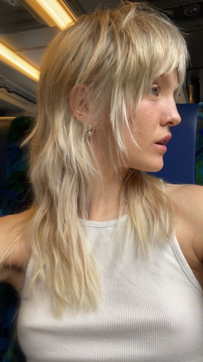 Wolf Lob Haircut, Blonde Shullet, Modern Mullet Women Long, Mullet Shag Hairstyle Women, Shag Straight Hair, Shag Haircut Mullet, Shag Mullet Straight Hair, Straight Shag, 70s Shag Haircut